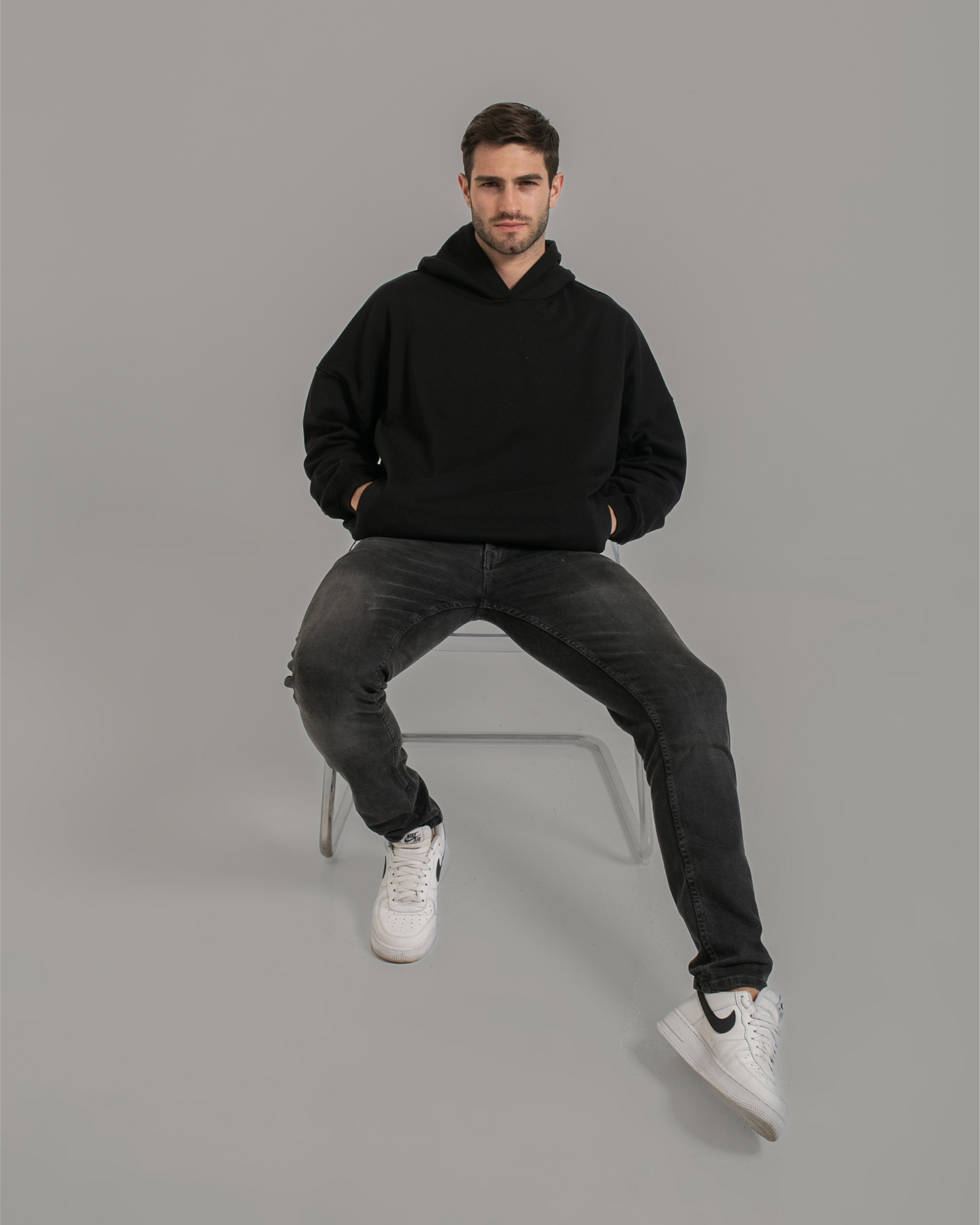 True Black - Fleece Oversized Hoodie